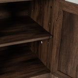 147cm/58" Brown TV Stand with Closed Storage, Storage Cabinet with Adjustable Shelves, Fits Up to 65" TVs