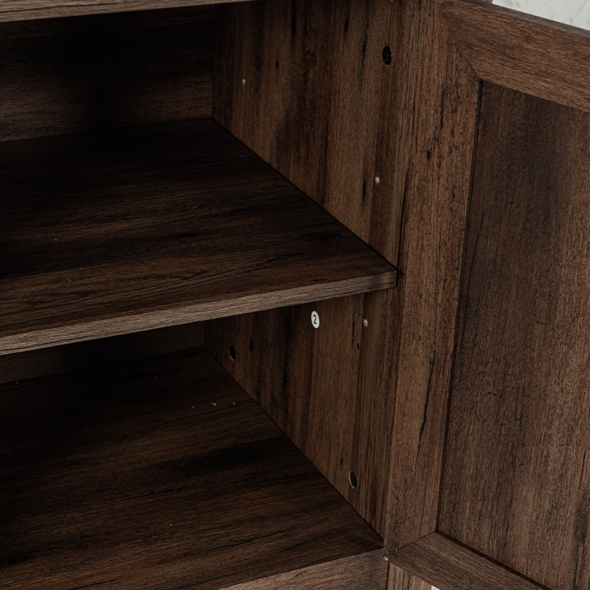 147cm/58" Brown TV Stand with Closed Storage, Storage Cabinet with Adjustable Shelves, Fits Up to 65" TVs