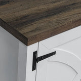 147cm White TV Stand with Closed Storage, Storage Cabinet with Adjustable Shelves, Fits Up to 65" TVs