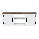 Ember 147cm/58" White TV Stand with Closed Storage, Storage Cabinet with Adjustable Shelves, Fits Up to 65" TVs