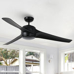 60" Wall Control 3 Blades Black Ceiling Fan with LED Lighting - Parrot Uncle UK