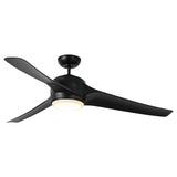 60" Wall Control 3 Blades Black Ceiling Fan with LED Lighting - Parrot Uncle UK