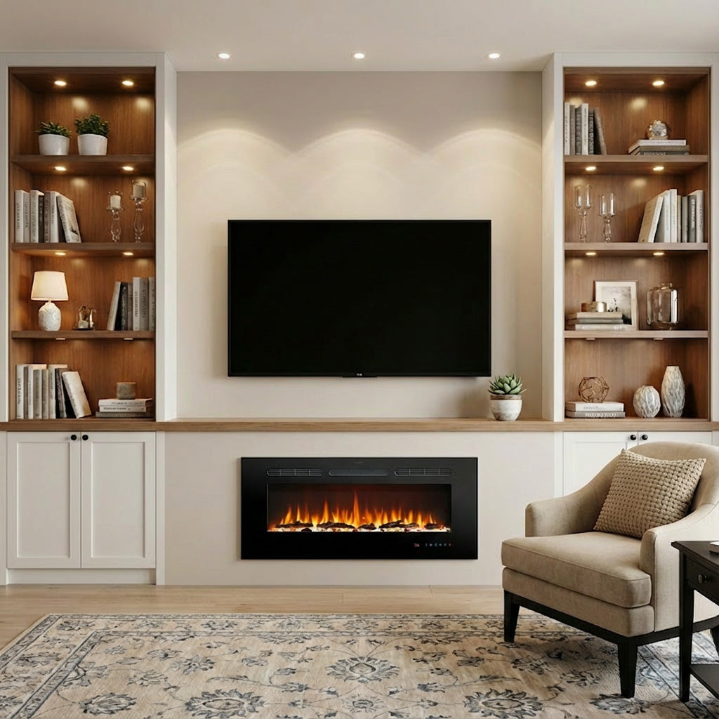 1067mm 42" EF42R Built-In Electric Fire with 13 Flame Colors Wall Mounted Electric Fire 750/1500W