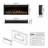 Modern Wall-Mount and Recessed Electric Fireplace, 13 Flame Colours, App & Remote Control