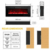1067mm 42" EF42R Built-In Electric Fire with 13 Flame Colors Wall Mounted Electric Fire 750/1500W
