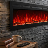 Modern Wall-Mount and Recessed Electric Fireplace, 13 Flame Colours, App & Remote Control