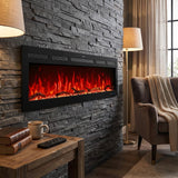 Modern Wall-Mount and Recessed Electric Fireplace, 13 Flame Colours, App & Remote Control