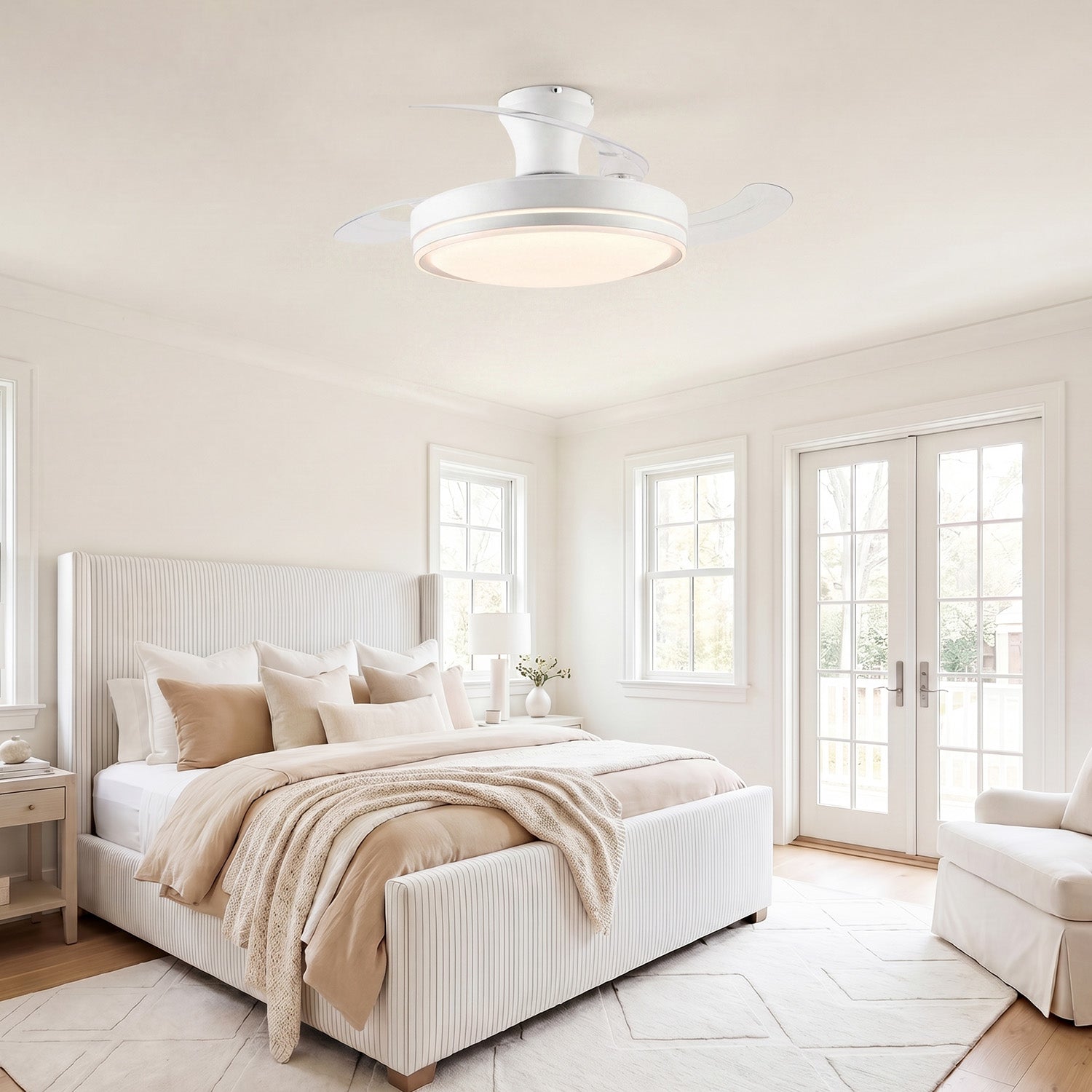 Aura Ultra-Quiet DC Motor Ceiling Fan Ø91 cm with Retractable Blades and LED Light