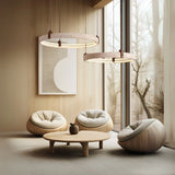 Elegant Travertine Stone Pendant Lights, Ø 40cm, Natural Stone LED Ceiling Light