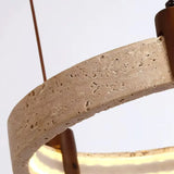 Elegant Travertine Stone Pendant Lights, Ø 40cm, Natural Stone LED Ceiling Light