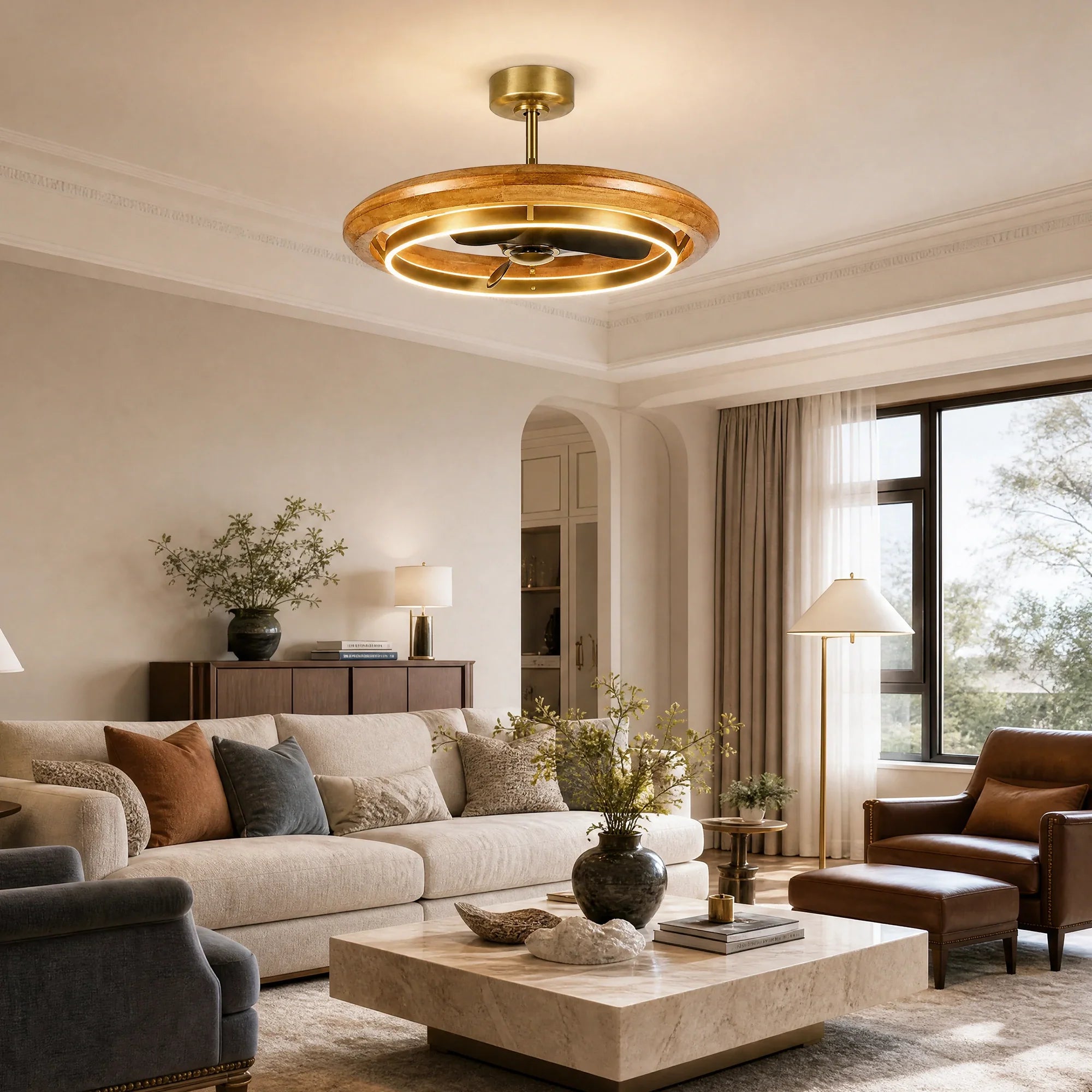 RAVELLO Ceiling Fan Ø84 cm with LED Light and Hidden Blades