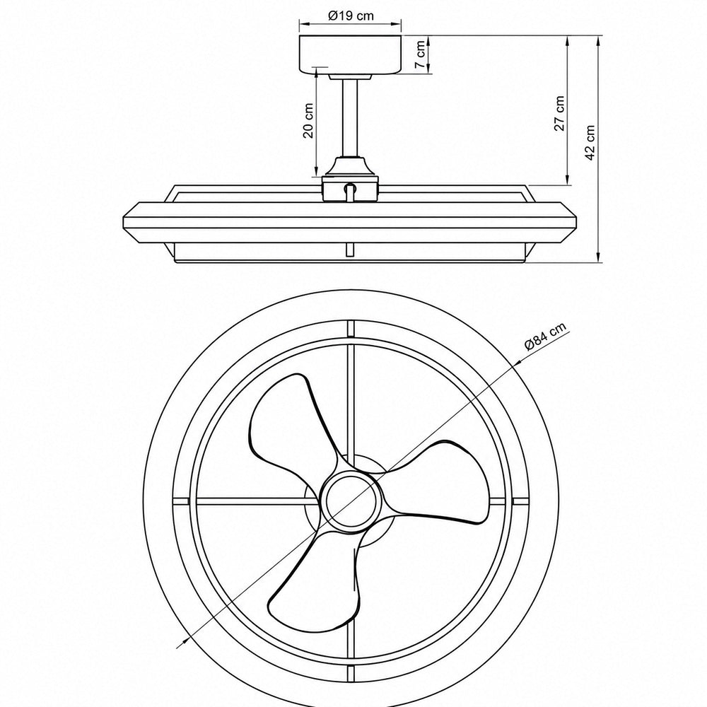 RAVELLO Ceiling Fan Ø84 cm with LED Light and Hidden Blades