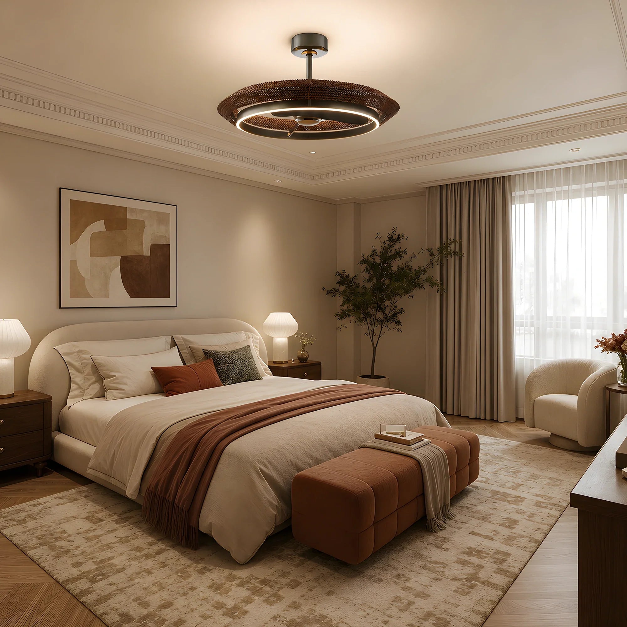 VESPER Ceiling Fan Ø84 cm with LED Light and Hidden Blades