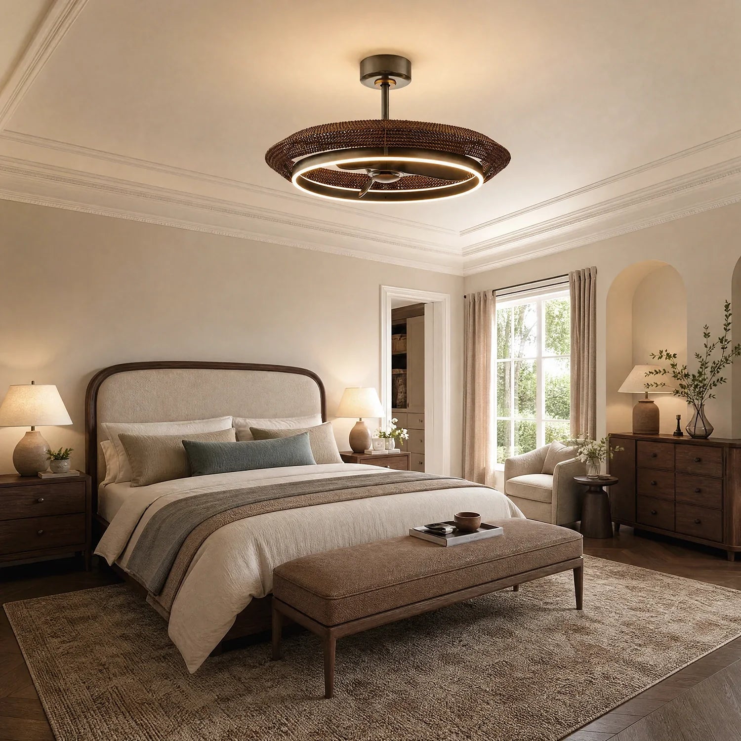 VESPER Ceiling Fan Ø84 cm with LED Light and Hidden Blades