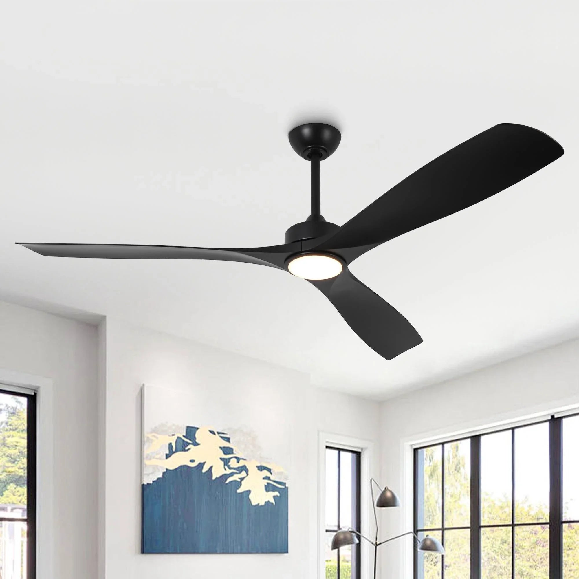 60 Inch Alexi DC Motor Modern Downrod Ceiling Fan with LED Light - Parrot Uncle UK