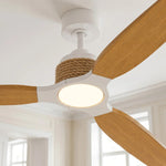 Louise White/Natural Wood Ceiling Fan Ø142 cm with 100% Solid Wood Blades