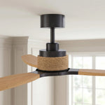 Louise Black/Natural Wood Ceiling Fan Ø142 cm with 100% Solid Wood Blades