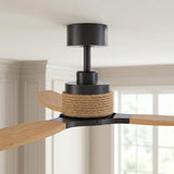 Louise Black/Natural Wood Ceiling Fan Ø142 cm with 100% Solid Wood Blades