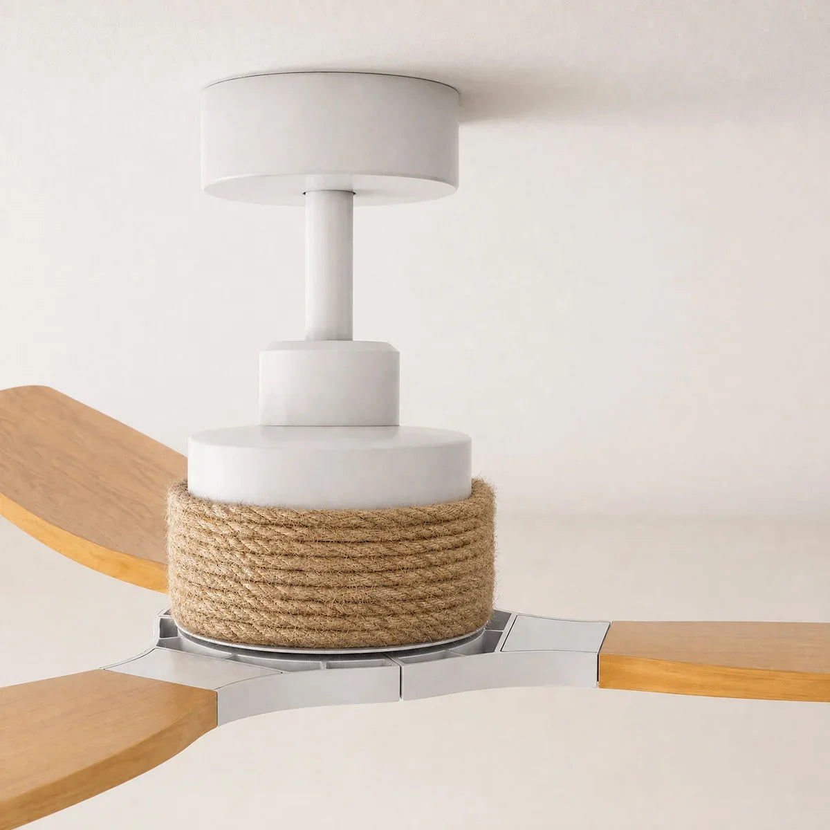 Louise White/Natural Wood Ceiling Fan Ø142 cm with 100% Solid Wood Blades