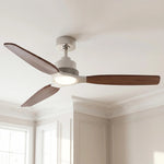 Louise Brushed Nickel/Dark Walnut Ceiling Fan Ø142 cm with 100% Solid Wood Blades