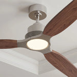 Louise Brushed Nickel/Dark Walnut Ceiling Fan Ø142 cm with 100% Solid Wood Blades