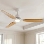 Louise White/Natural Wood Ceiling Fan Ø142 cm with 100% Solid Wood Blades