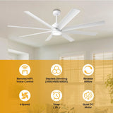72 Inch Daugava Modern Downrod Mount Smart Fan with LED Light - Parrot Uncle UK