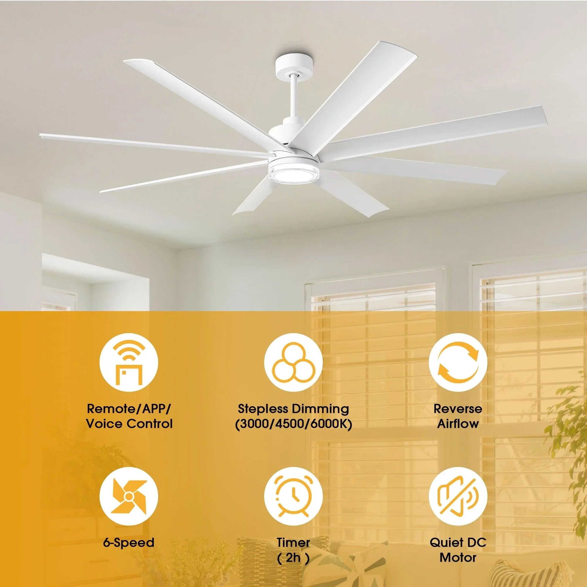 72 Inch Daugava Modern Downrod Mount Smart Fan with LED Light - Parrot Uncle UK