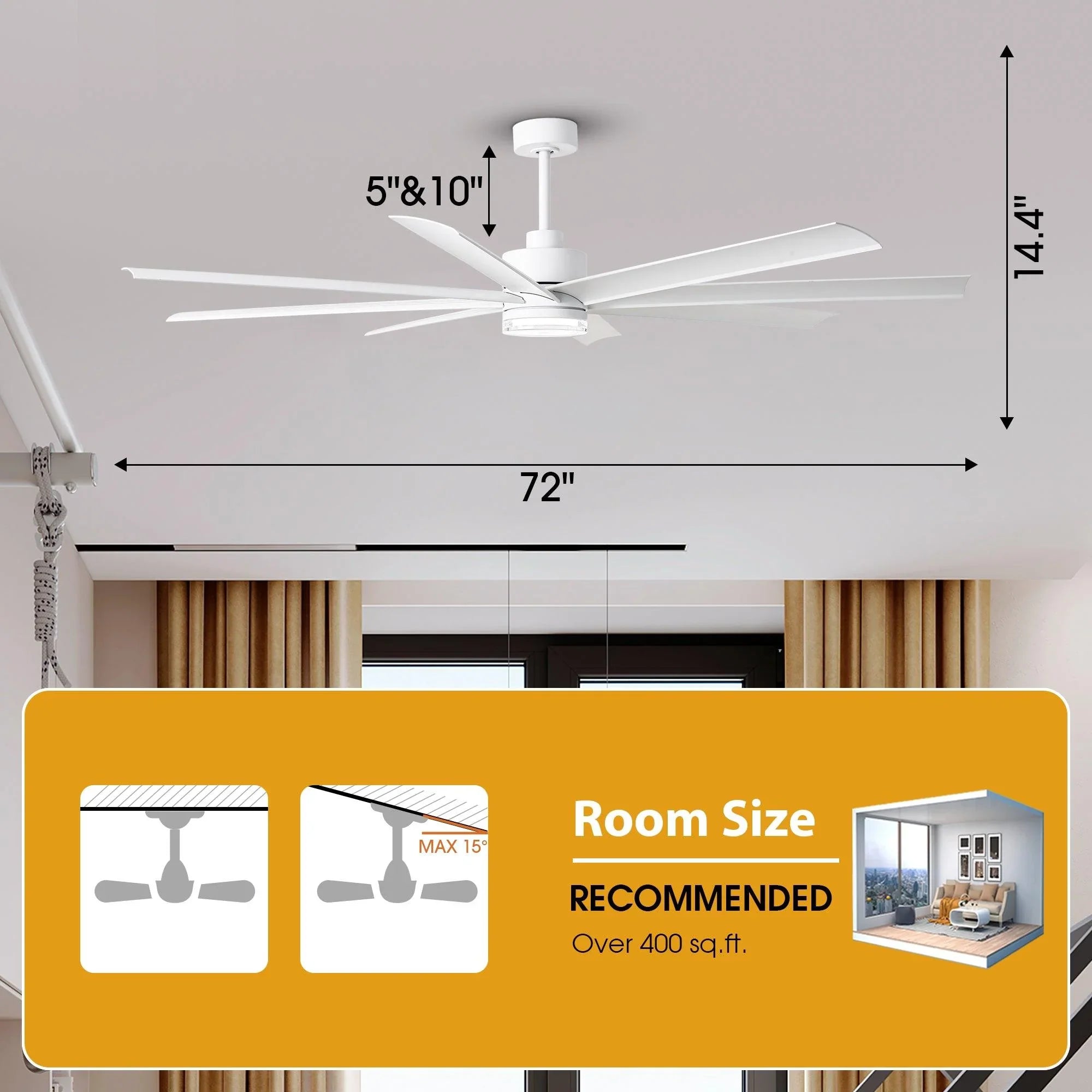 72 Inch Daugava Modern Downrod Mount Smart Fan with LED Light - Parrot Uncle UK