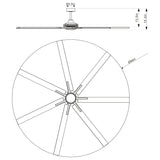 84 Inch 100 Inch Padus Black Large Size Ceiling Fan with Dimmable Lighting and Remote Control