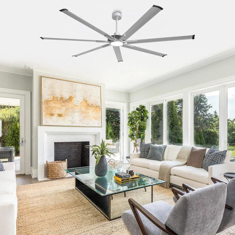 213cm (84") / 254cm (100") Padus Black Large Size Ceiling Fan with Dimmable Lighting and Remote Control