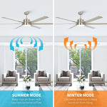 65 Inch Freda DC Motor Modern Downrod Ceiling Fan with LED Light and Remote Control - Parrot Uncle UK