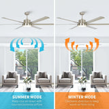 65 Inch Freda DC Motor Modern Downrod Ceiling Fan with LED Light and Remote Control - Parrot Uncle UK