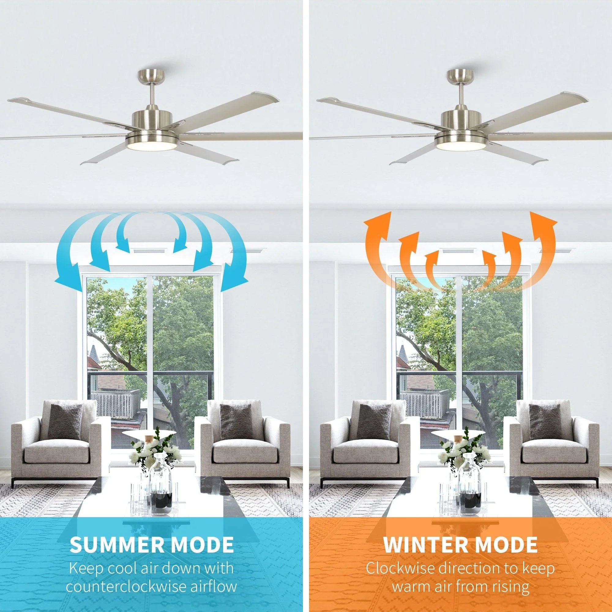 65 Inch Freda DC Motor Modern Downrod Ceiling Fan with LED Light and Remote Control - Parrot Uncle UK