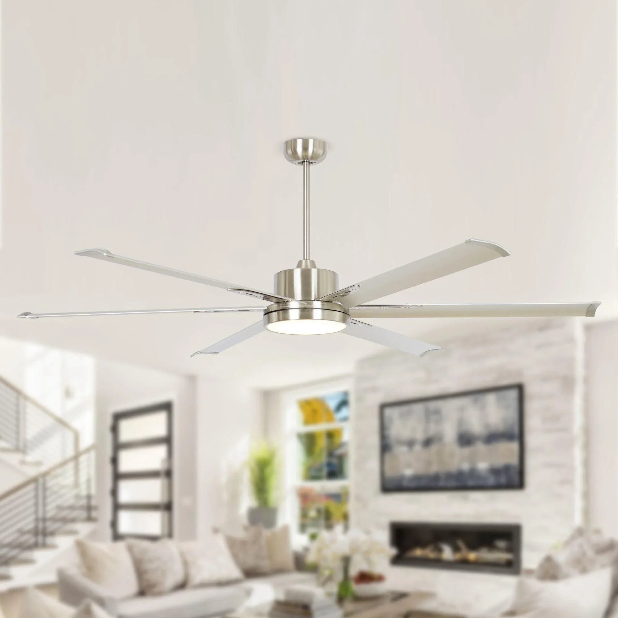 65 Inch Freda DC Motor Modern Downrod Ceiling Fan with LED Light and Remote Control - Parrot Uncle UK