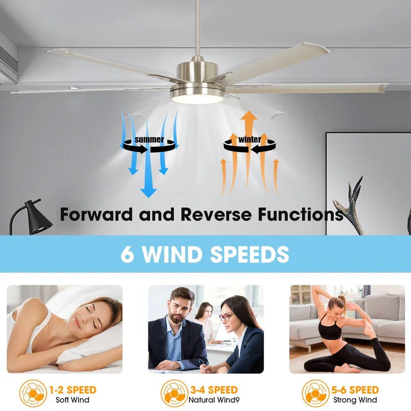 65 Inch Freda DC Motor Modern Downrod Ceiling Fan with LED Light and Remote Control - Parrot Uncle UK