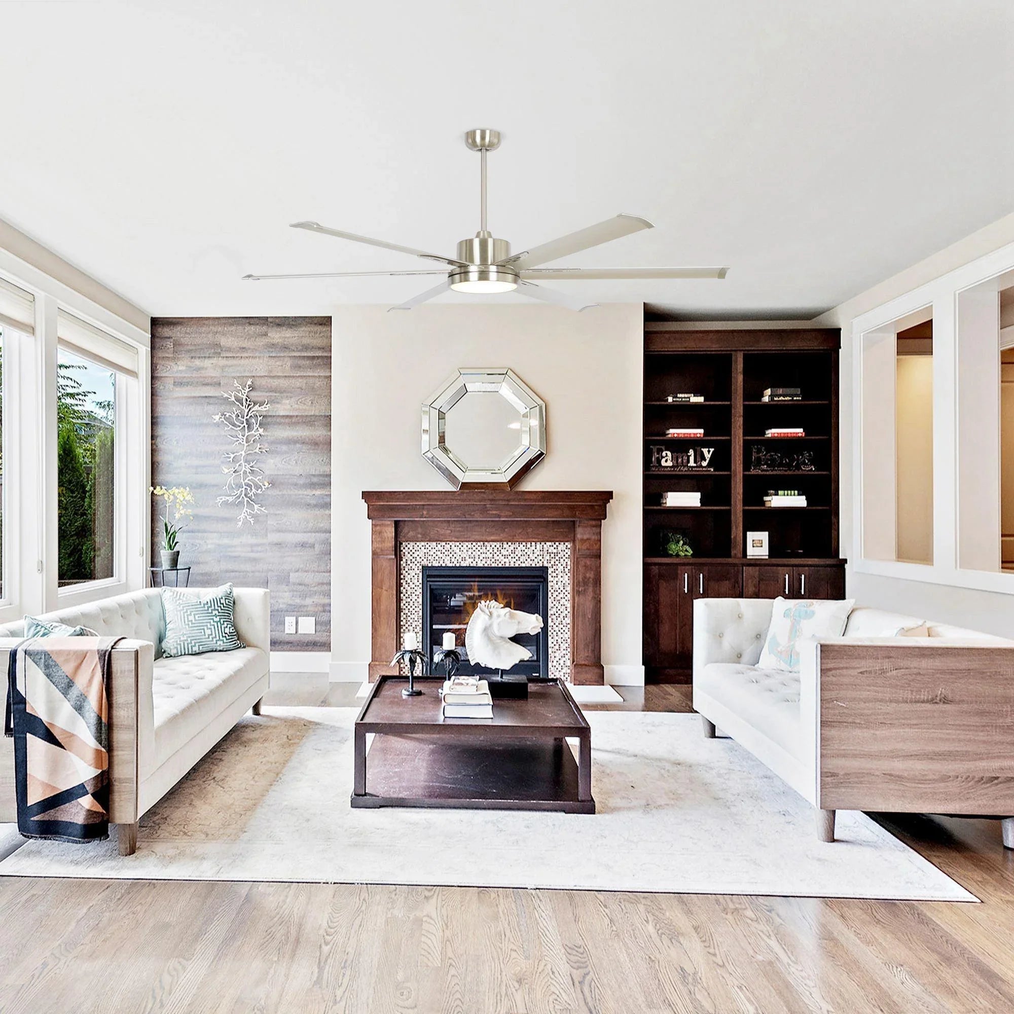 65 Inch Freda DC Motor Modern Downrod Ceiling Fan with LED Light and Remote Control - Parrot Uncle UK