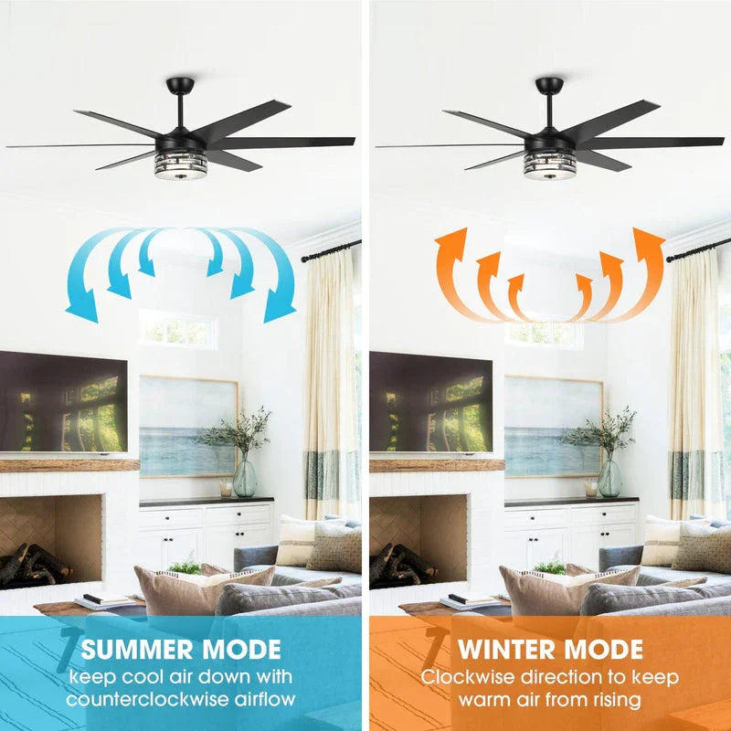 70" Modern DC Motor Downrod Mount Reversible Ceiling Fan with Lighting and Remote Control - Parrot Uncle UK