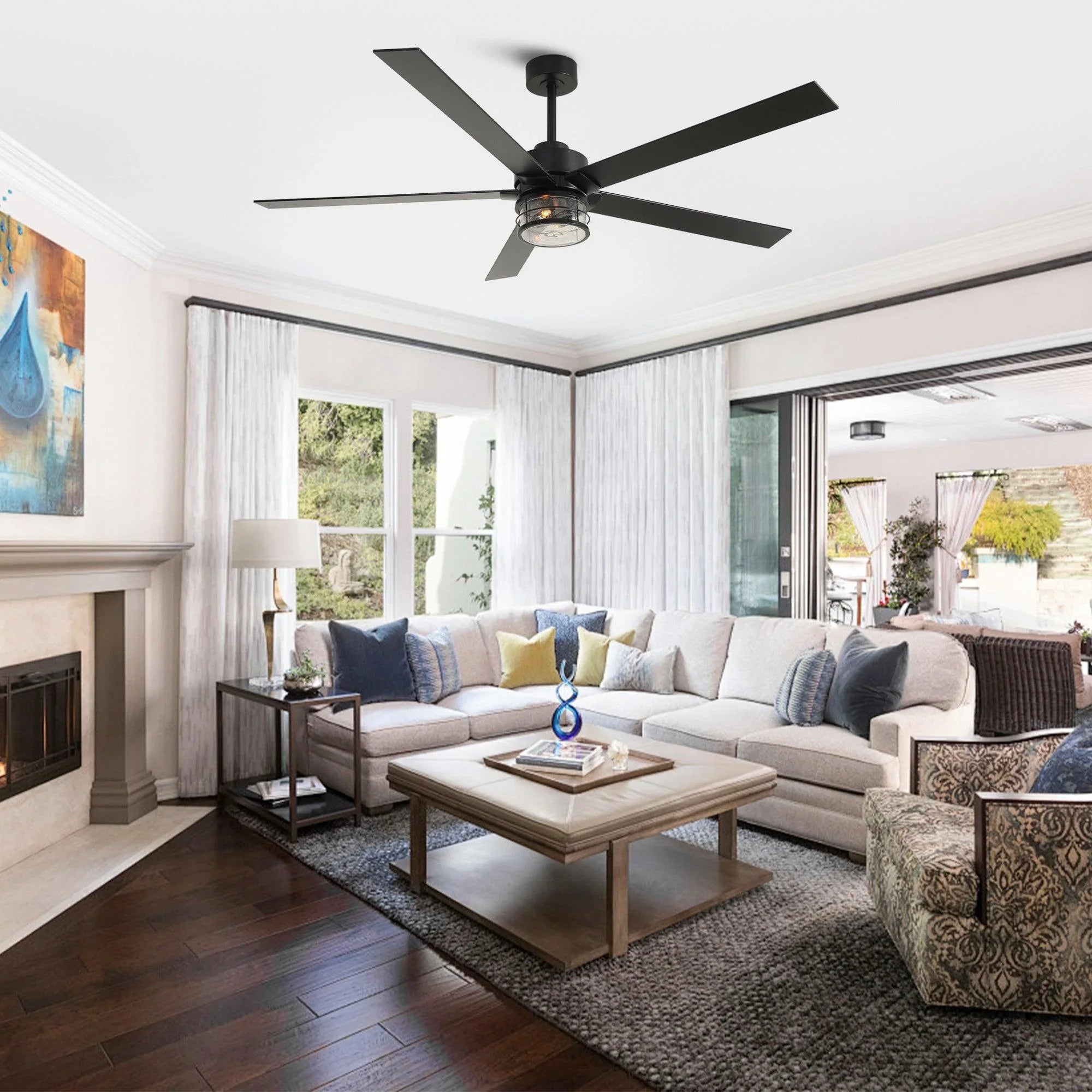 165cm (65") Modern Reversible Ceiling Fan with Lighting and Remote Control