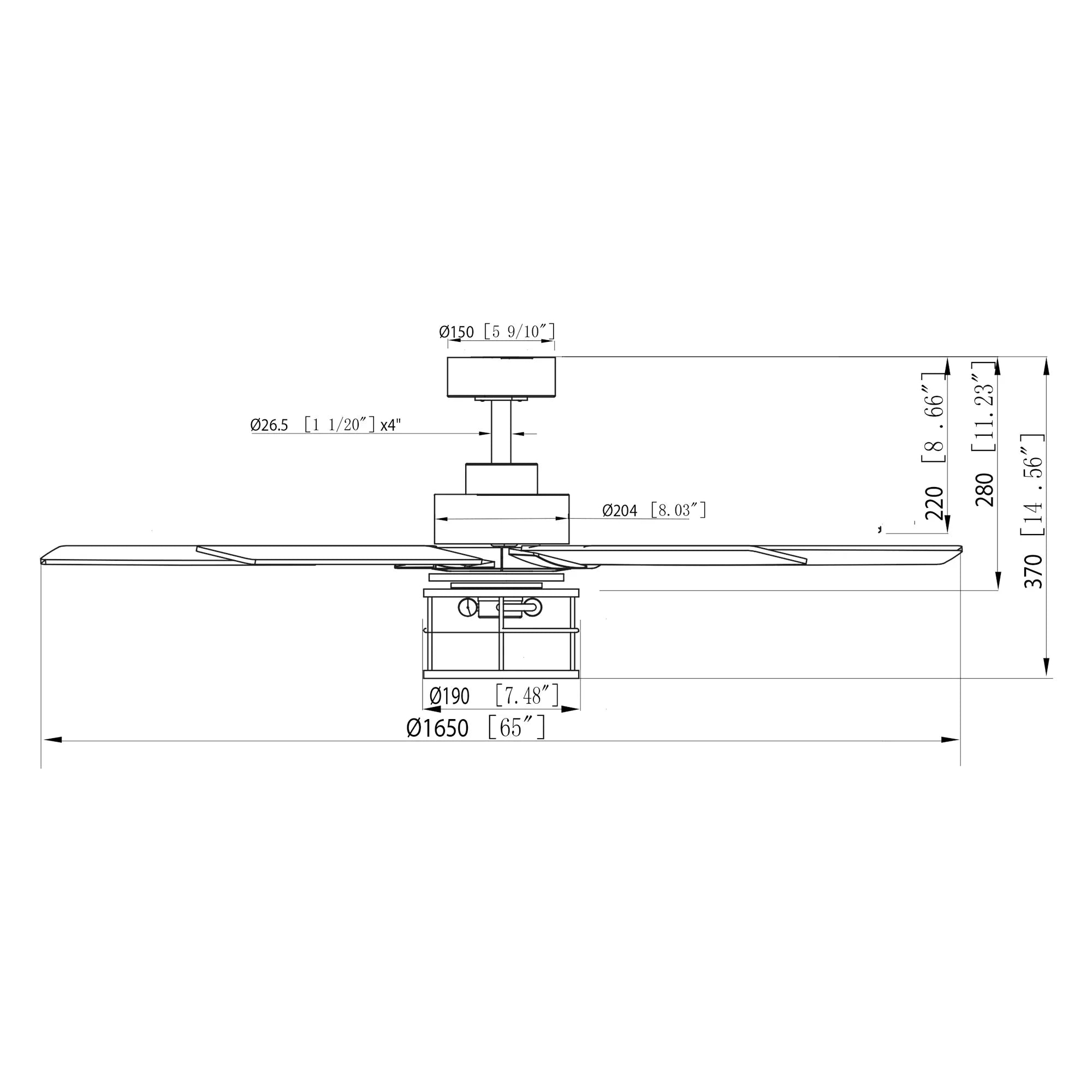 65" Modern Reversible Ceiling Fan with Lighting and Remote Control - Parrot Uncle UK
