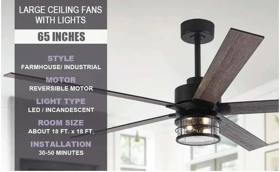 65" Modern Reversible Ceiling Fan with Lighting and Remote Control - Parrot Uncle UK