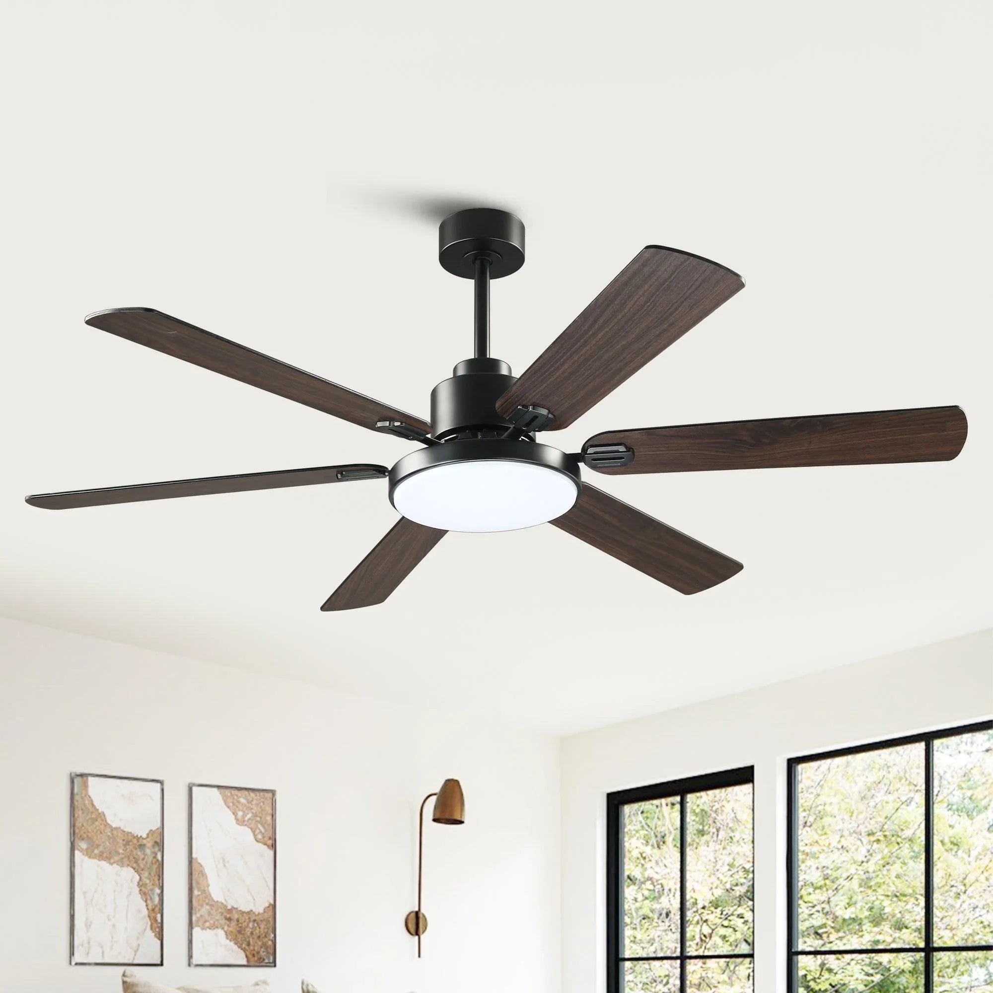 60" Industrial DC Motor Downrod Mount Reversible Ceiling Fan with Lighting and Remote Control - Parrot Uncle UK