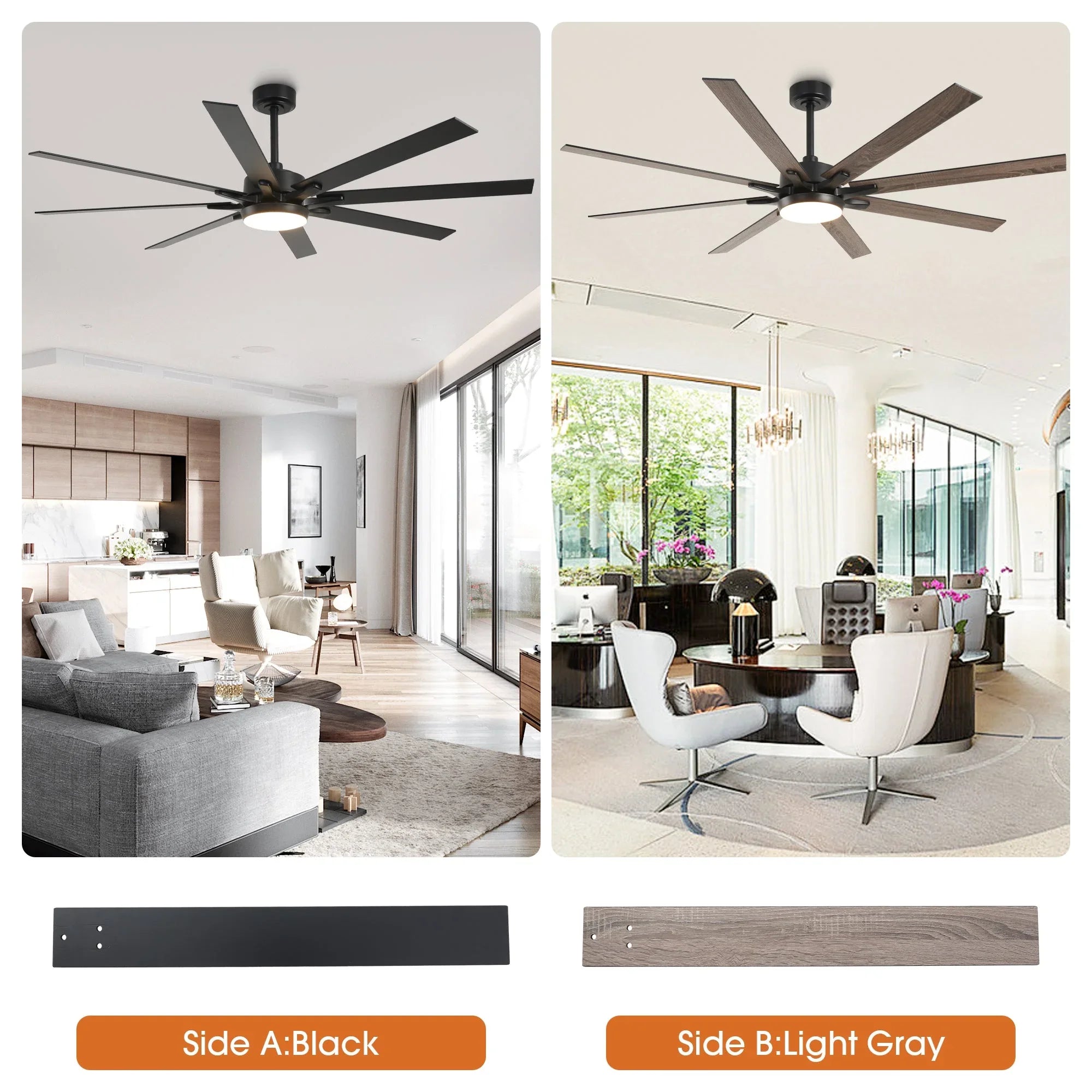 65 Inch Teresa Modern Double-sided Blades Ceiling Fan with Remote Control and LED Light - Parrot Uncle UK