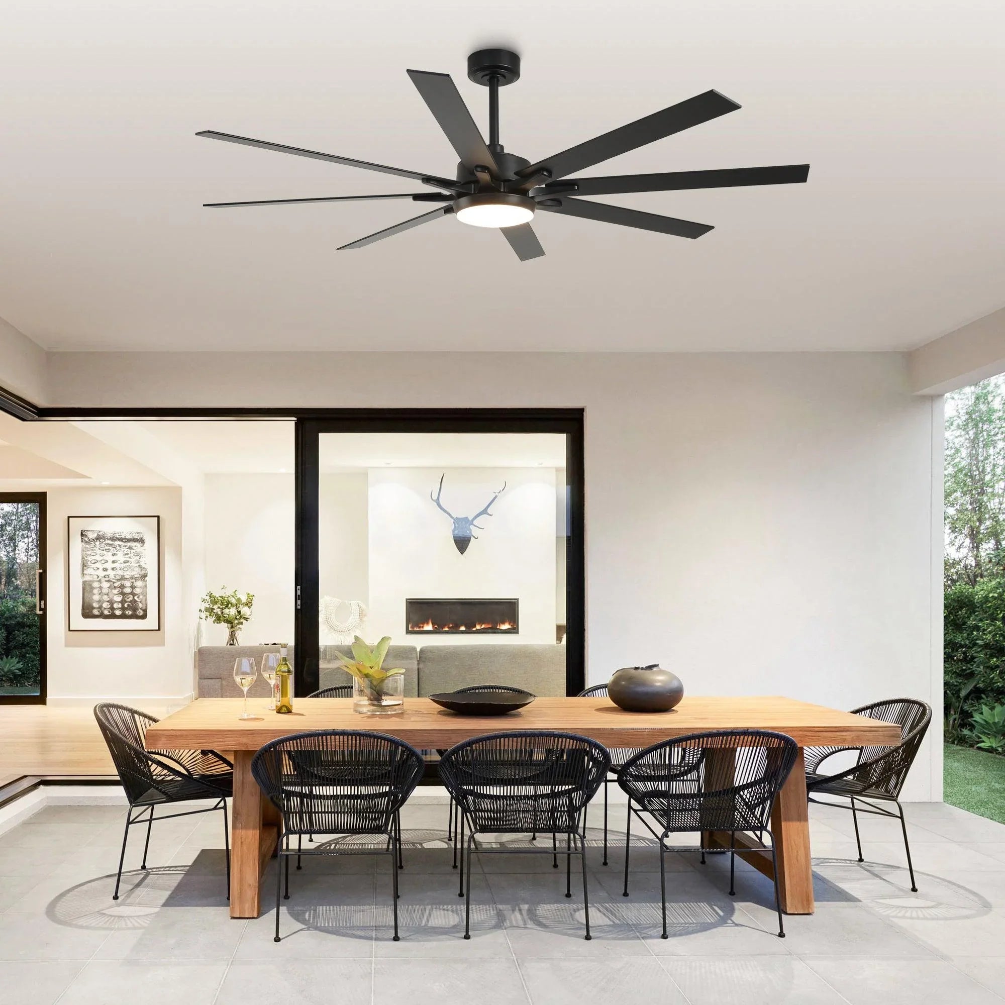 65 Inch Teresa Modern Double-sided Blades Ceiling Fan with Remote Control and LED Light - Parrot Uncle UK