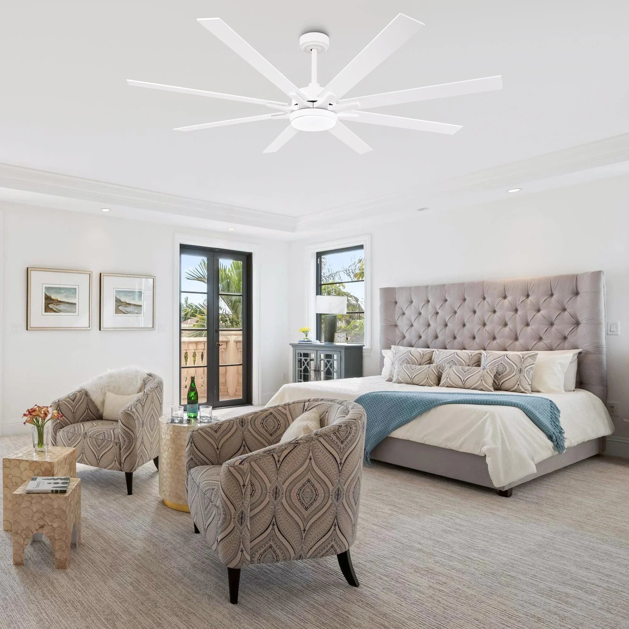 65 Inch Teresa Modern Double-sided Blades Ceiling Fan with Remote Control and LED Light - Parrot Uncle UK