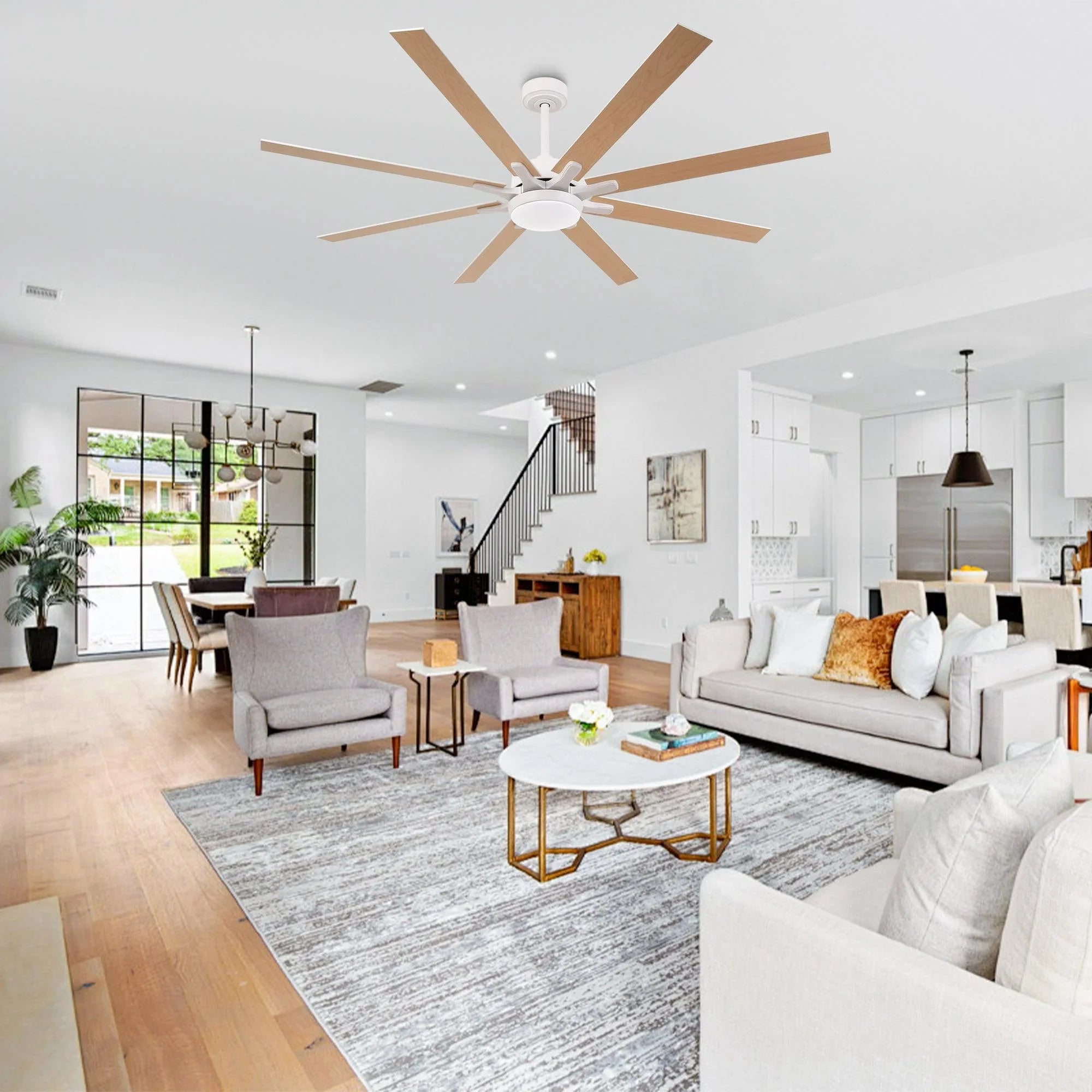 65 Inch Teresa Modern Double-sided Blades Ceiling Fan with Remote Control and LED Light - Parrot Uncle UK