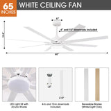 65 Inch Teresa Modern Double-sided Blades Ceiling Fan with Remote Control and LED Light - Parrot Uncle UK
