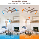 65" Godavari Industrial Downrod Mount Reversible Ceiling Fan with LED Lighting and Remote Control