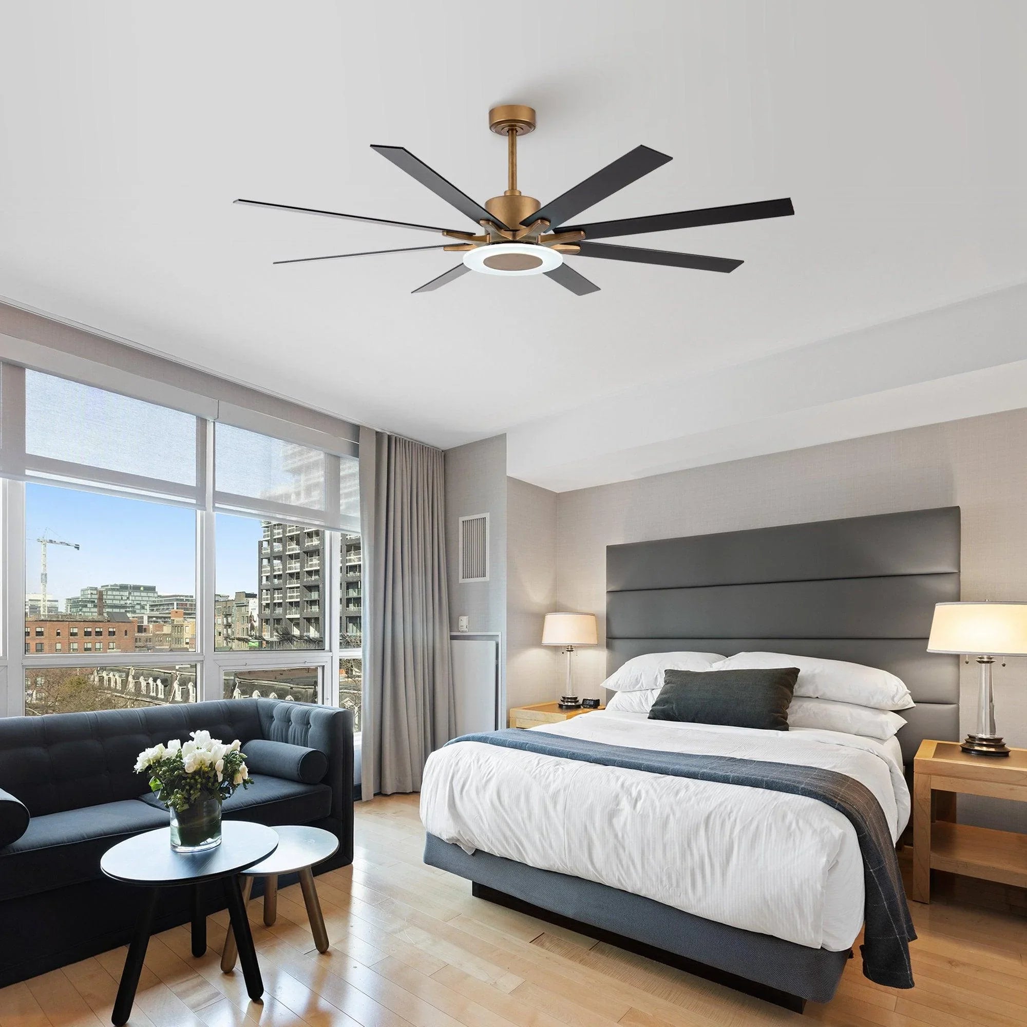 165cm (65") Godavari Industrial Downrod Mount Reversible Ceiling Fan with LED Lighting and Remote Control
