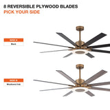 65" Godavari Industrial Downrod Mount Reversible Ceiling Fan with LED Lighting and Remote Control